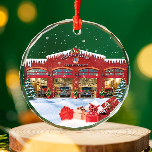 Belgrade, Montana, Central Valley Fire District Station 1 Christmas Glass Ornament