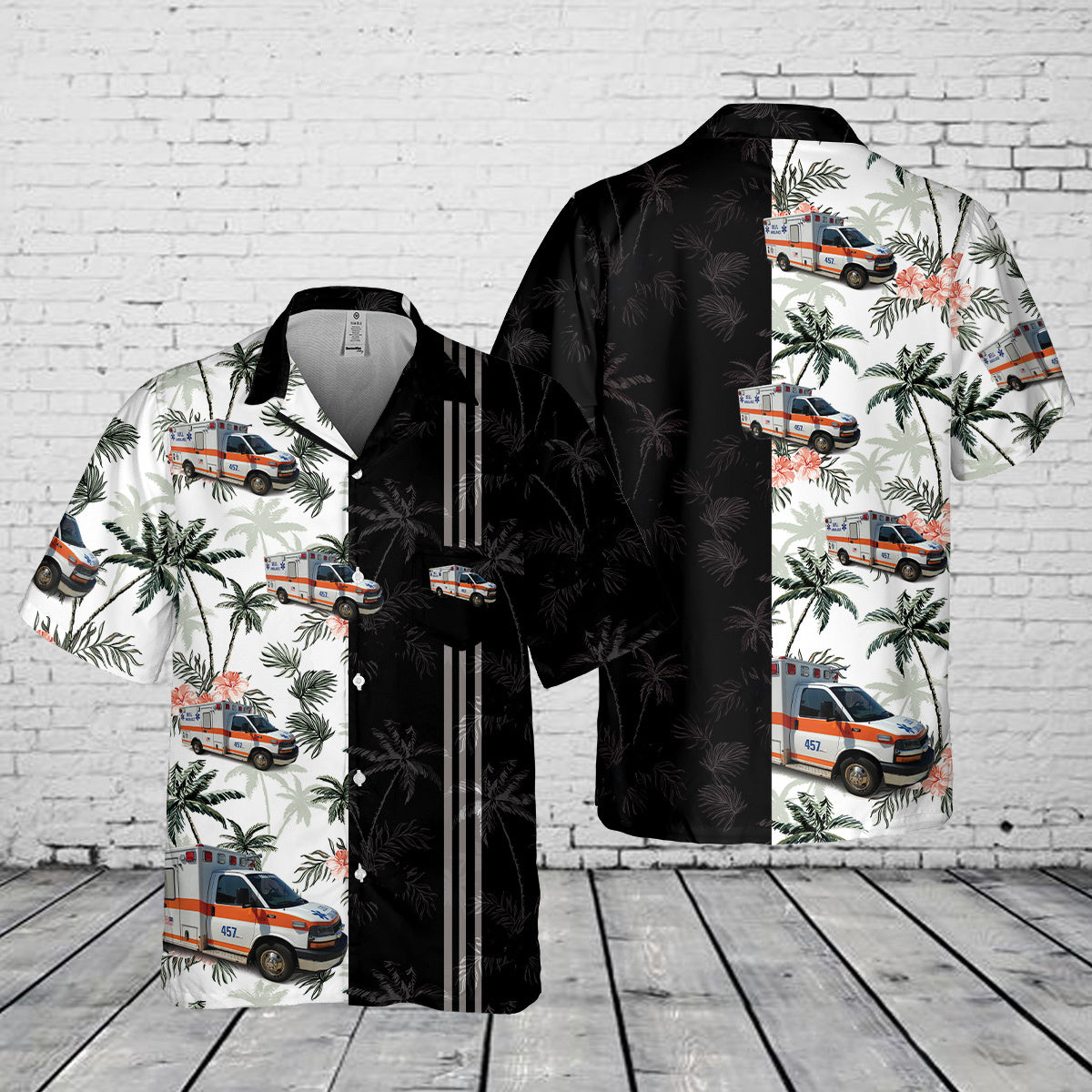 Bell Ambulance, Milwaukee, Wisconsin Fleet Pocket Hawaiian Shirt