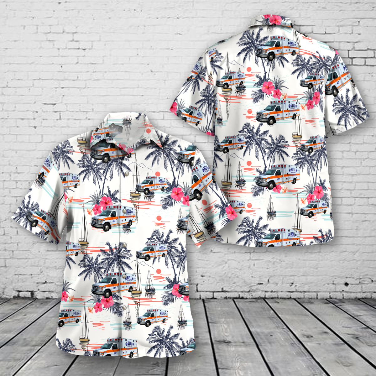 Bell Ambulance, Milwaukee, Wisconsin Hawaiian Shirt