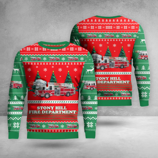 Bethel, Connecticut, Stony Hill Fire Department AOP Christmas Sweater