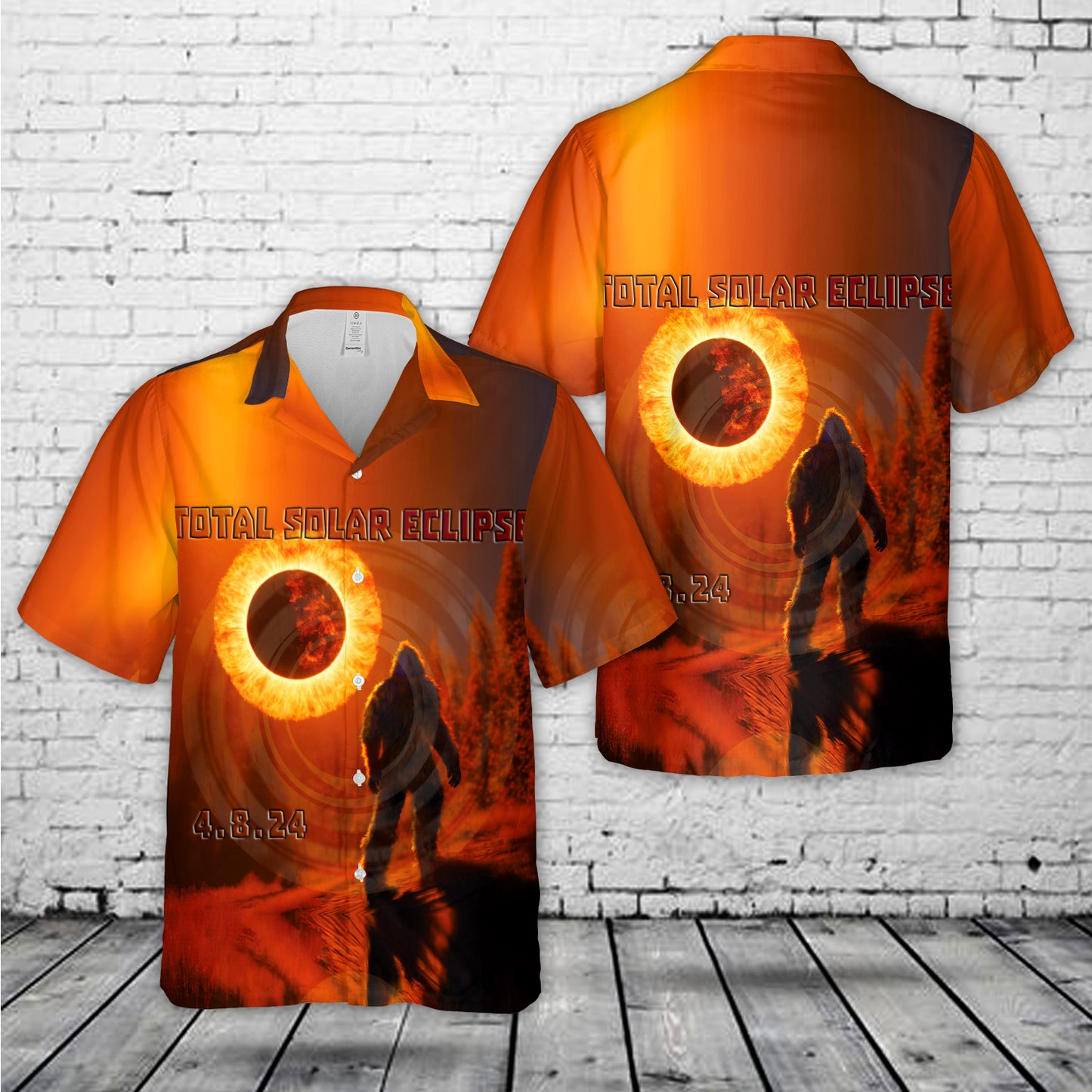 Bigfoot 2024 April Solar Eclipse Hawaiian Shirt