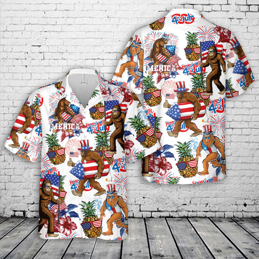 Bigfoot 4th of July Hawaiian Shirt