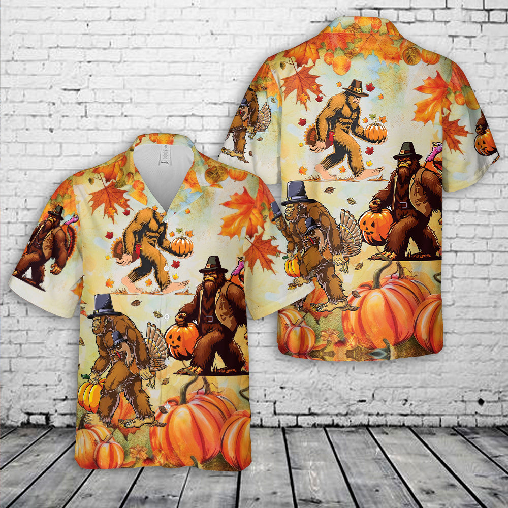 Bigfoot Pilgrim Turkey Hawaiian Shirt