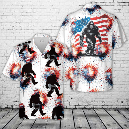 Bigfoot Sasquatch Disc Golf, 4th Of July Hawaiian Shirt