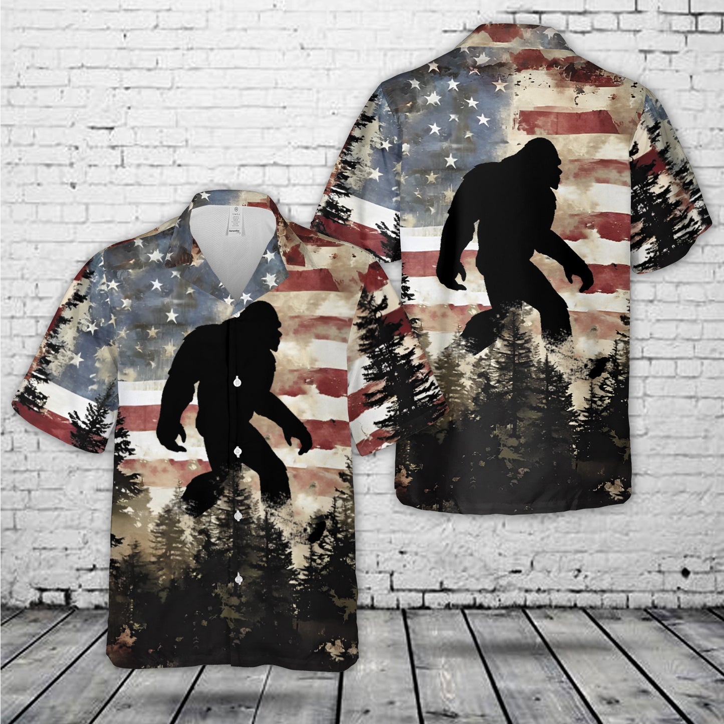 Bigfoot Texas Flag Hawaiian Shirt