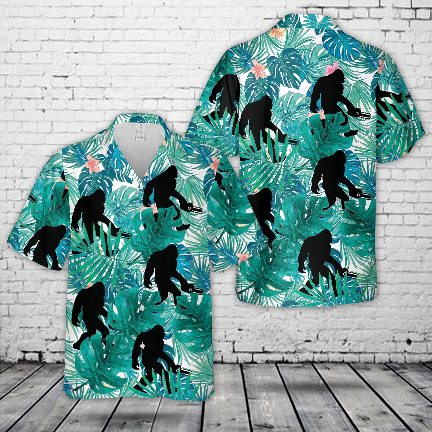 Logger Bigfoot With Chainsaw Hawaiian Shirt