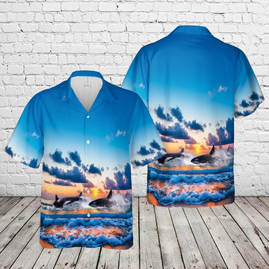 Bigg's/Transient Orcas Killer Whales Hawaiian Shirt