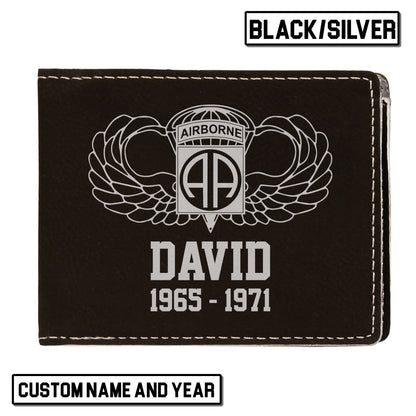 Custom Name And Year US Army 82nd Airborne Division Wings  Leatherette Bifold Wallet (Made in US)