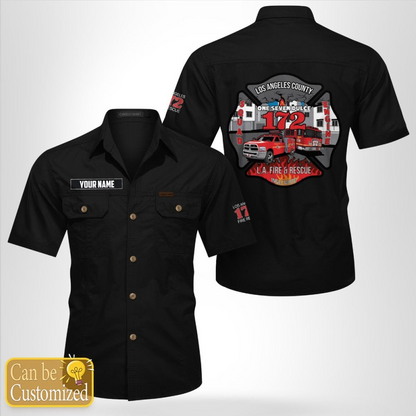 Custom Name Inglewood, California, Los Angeles County Fire Dept. Station 172 Cotton cargo shirt