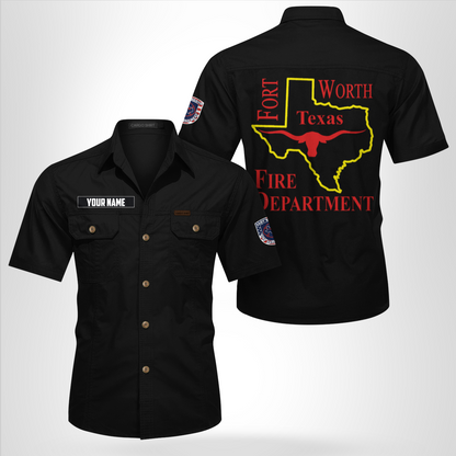 Custom Name Fort Worth, Texas, Fort Worth Fire Department Cotton cargo shirt