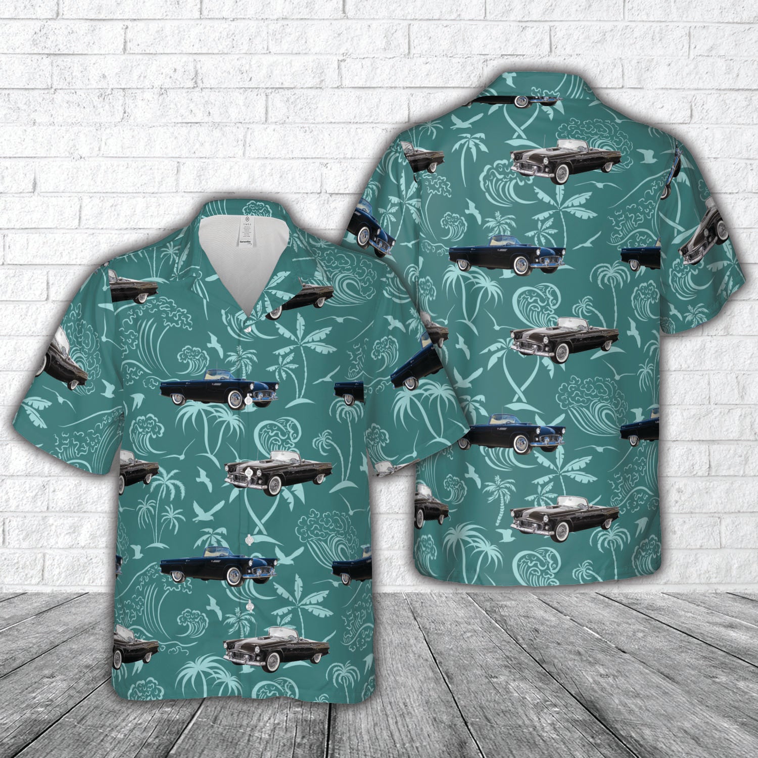 Black Ford Thunderbird 1955 Hawaiian Shirt