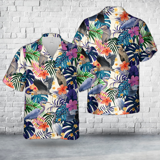 Blue Heron Hawaiian Shirt