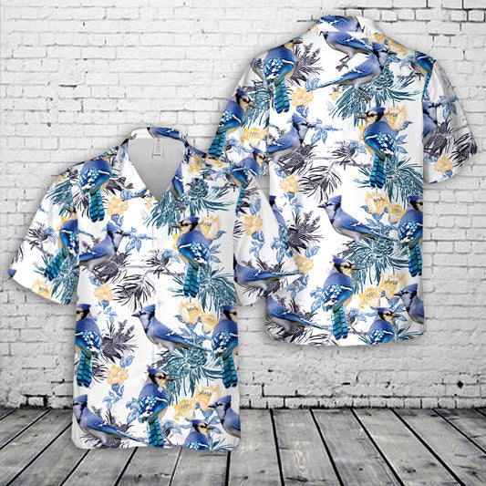 Blue Jay Bird Hawaiian Shirt