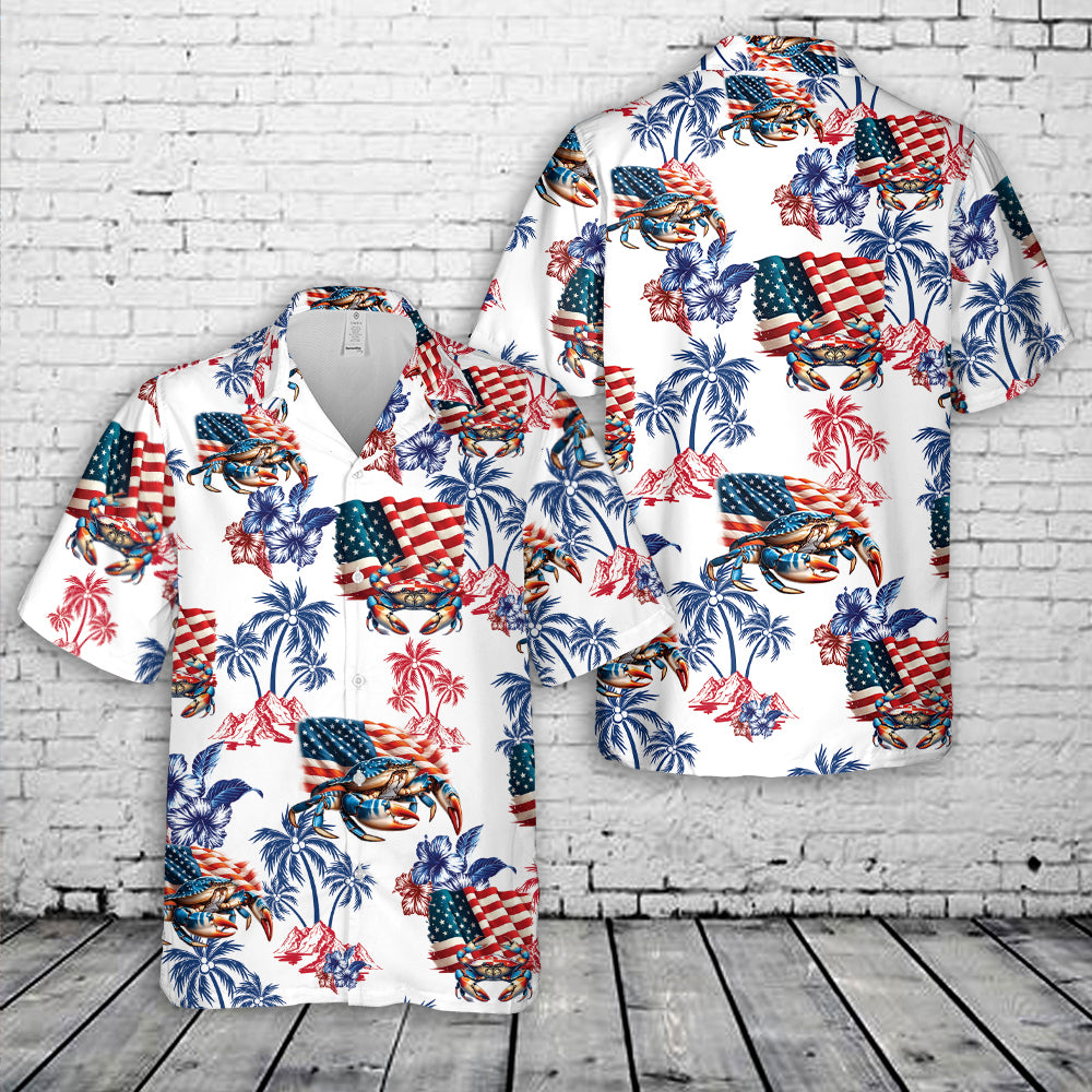 Blue crab Patriotic Hawaiian Shirt