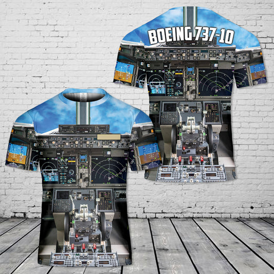 Custom Name Boeing 737-10 Cockpit T-Shirt 3D