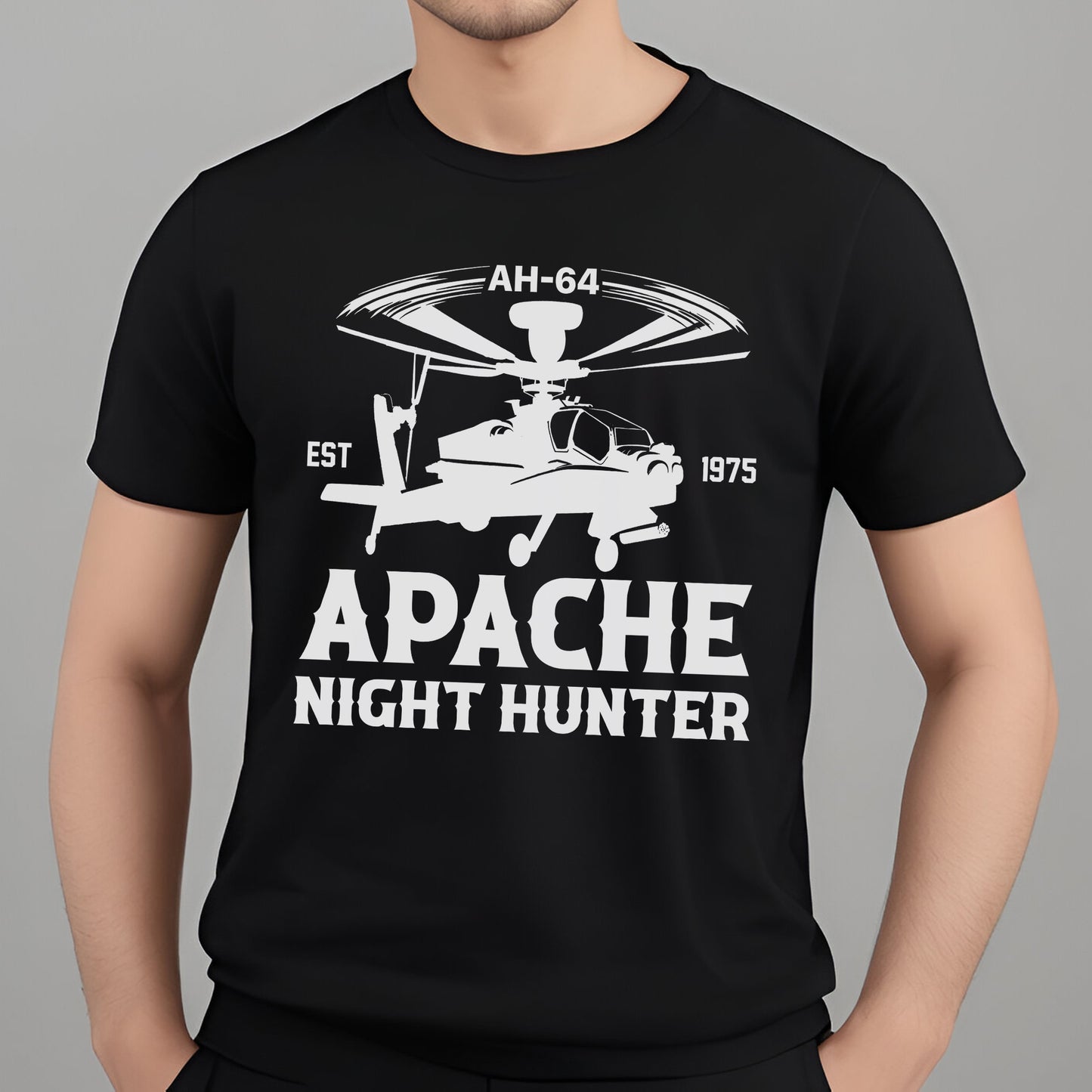 Boeing AH-64 Apache "Night Hunter" Classic Unisex T-Shirt Gildan 5000 (Made In US)