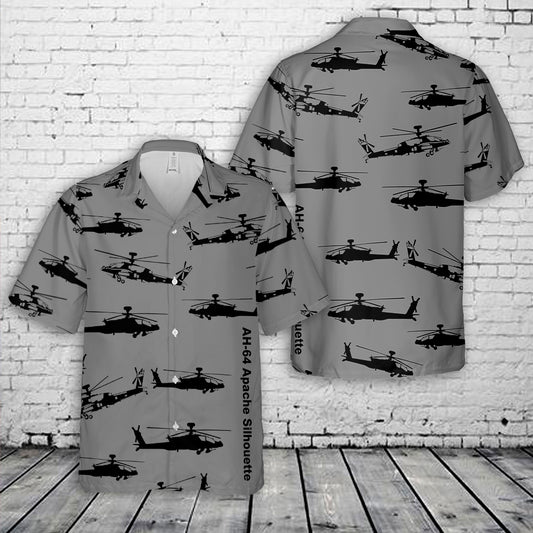 Boeing AH-64 Apache Silhouette Hawaiian Shirt