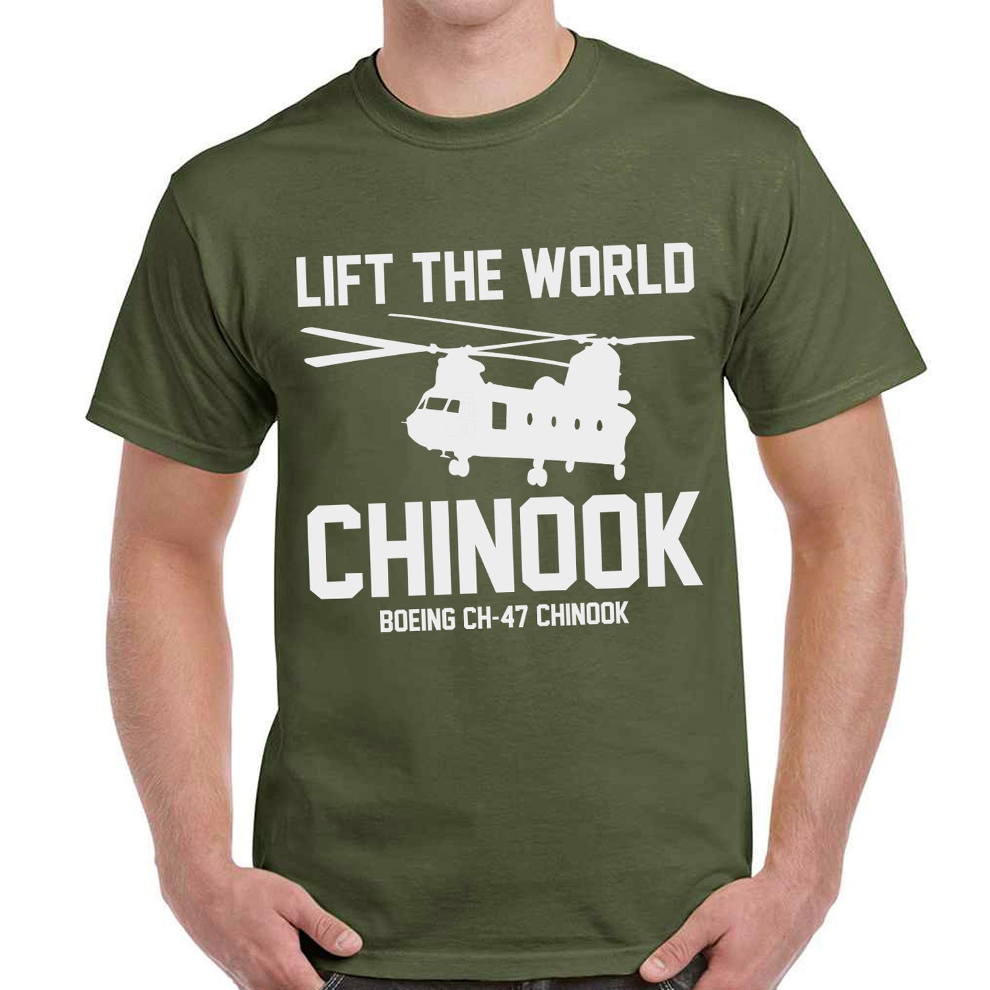 Boeing CH-47 Chinook "Lift the World" Classic Unisex T-Shirt Gildan 5000 (Made In US)