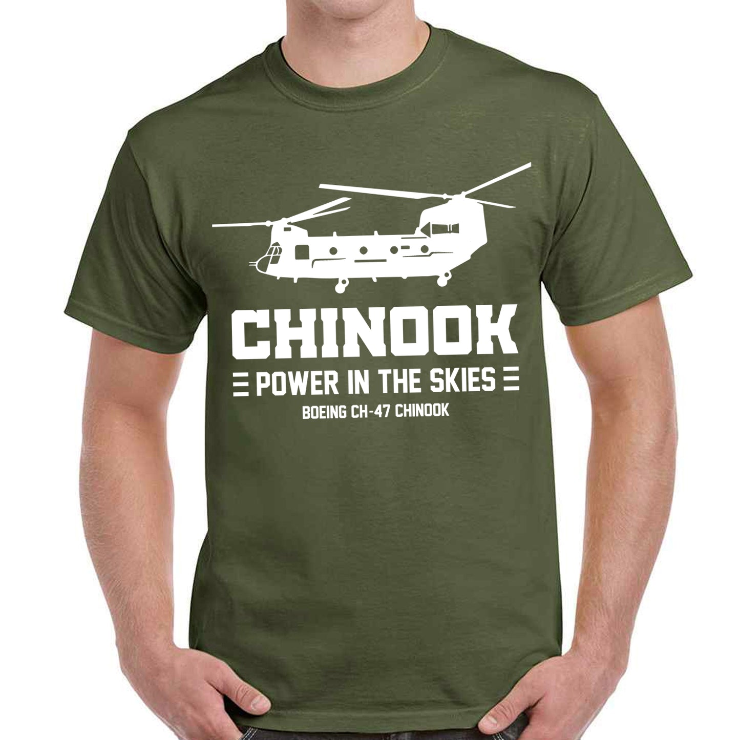 Boeing CH-47 Chinook "Power In The Skies" Classic Unisex T-Shirt Gildan 5000 (Made In US)