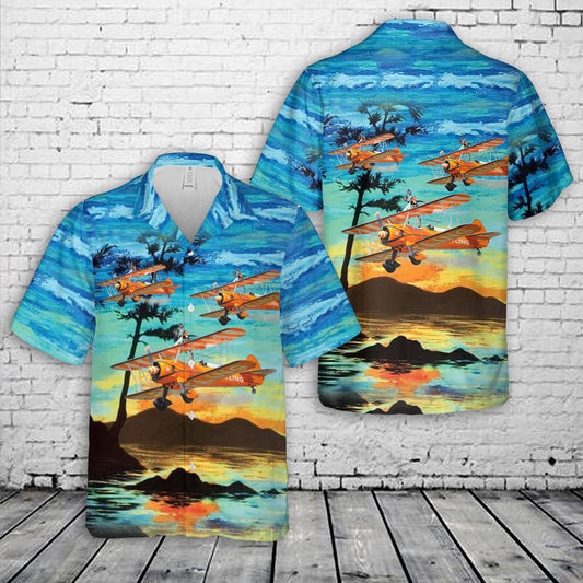 Boeing Stearman Model 75 Bi-plane Hawaiian Shirt
