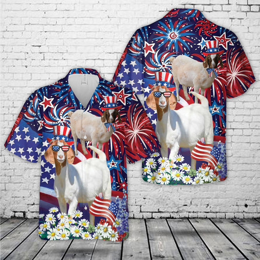 Boer Goat, 4th Of July Hawaiian Shirt
