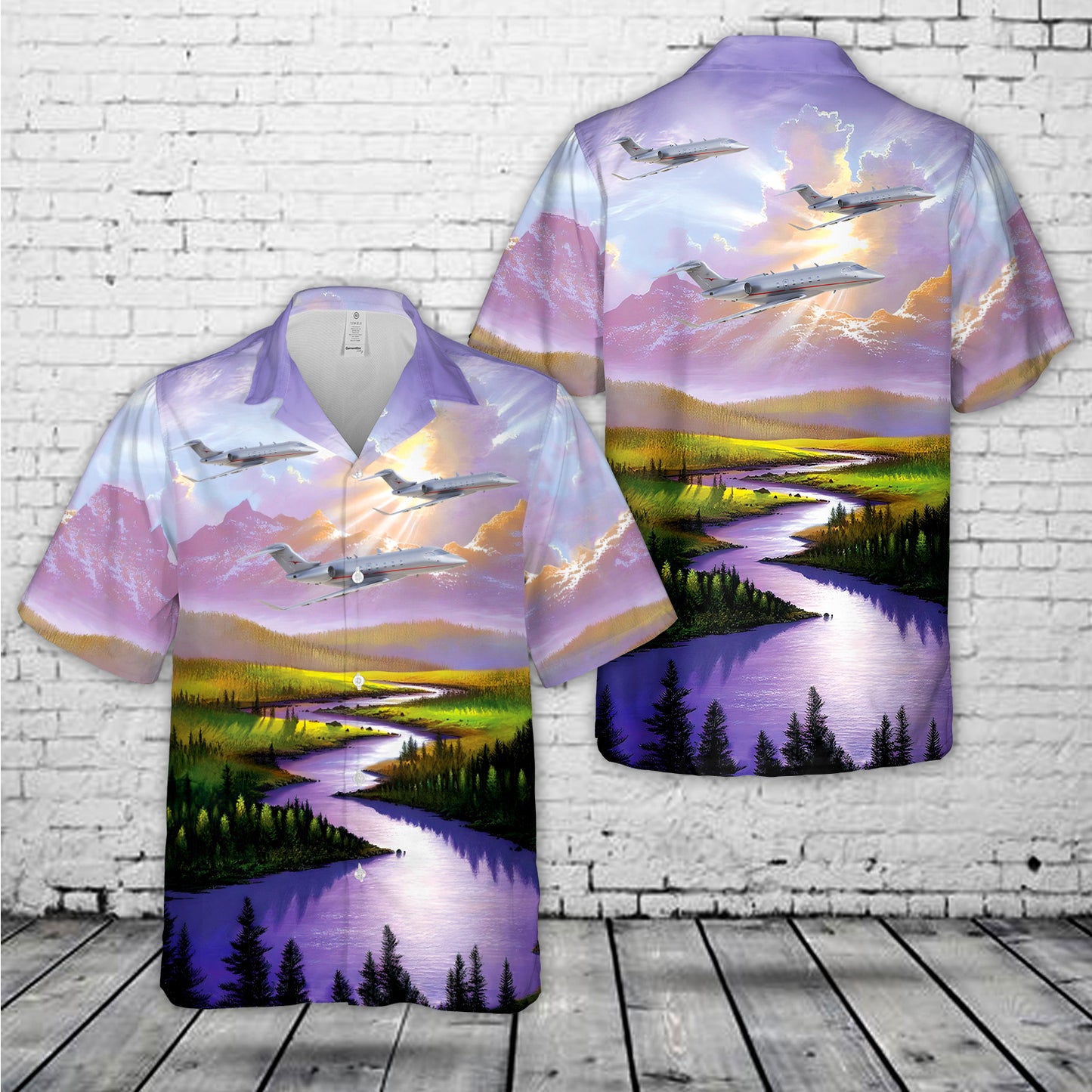 Bombardier Challenger 350 Private Jet Hawaiian Shirt