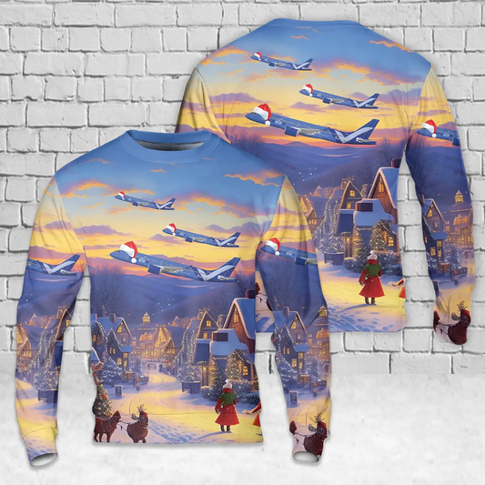 Breeze Airways A220-300 AOP Christmas Sweater