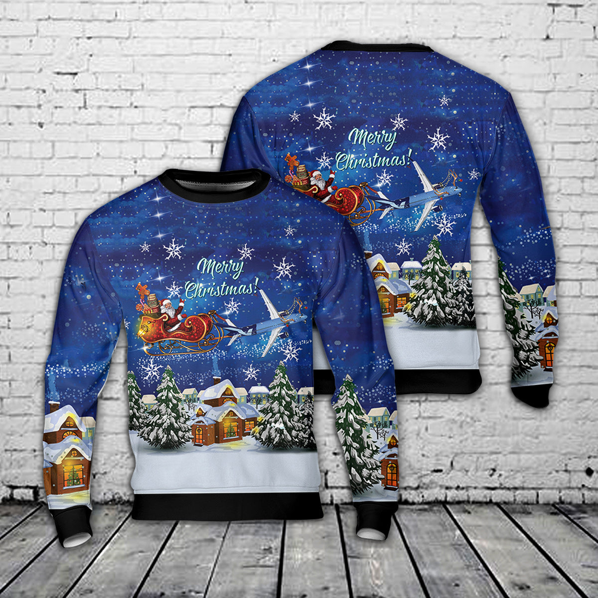Breeze Airways A220-300 Snowflake Christmas Sweater