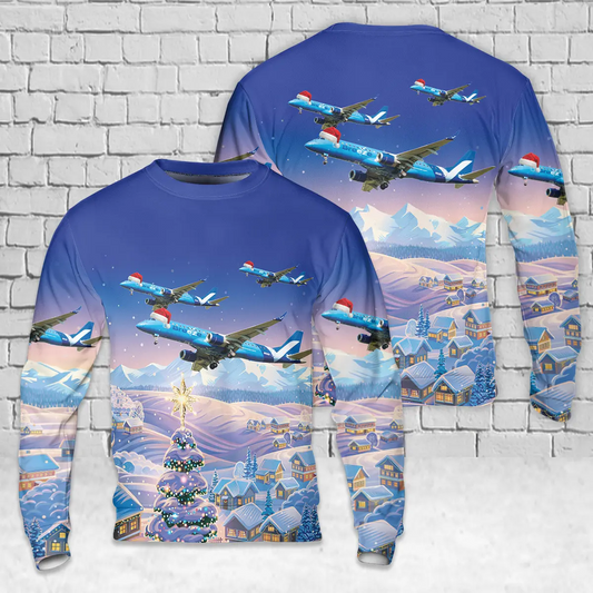 Breeze Airways E190 AOP Christmas Sweater