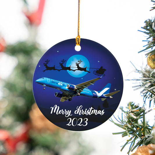 Breeze Airways E190 Merry Christmas 2023 Ceramic Ornament