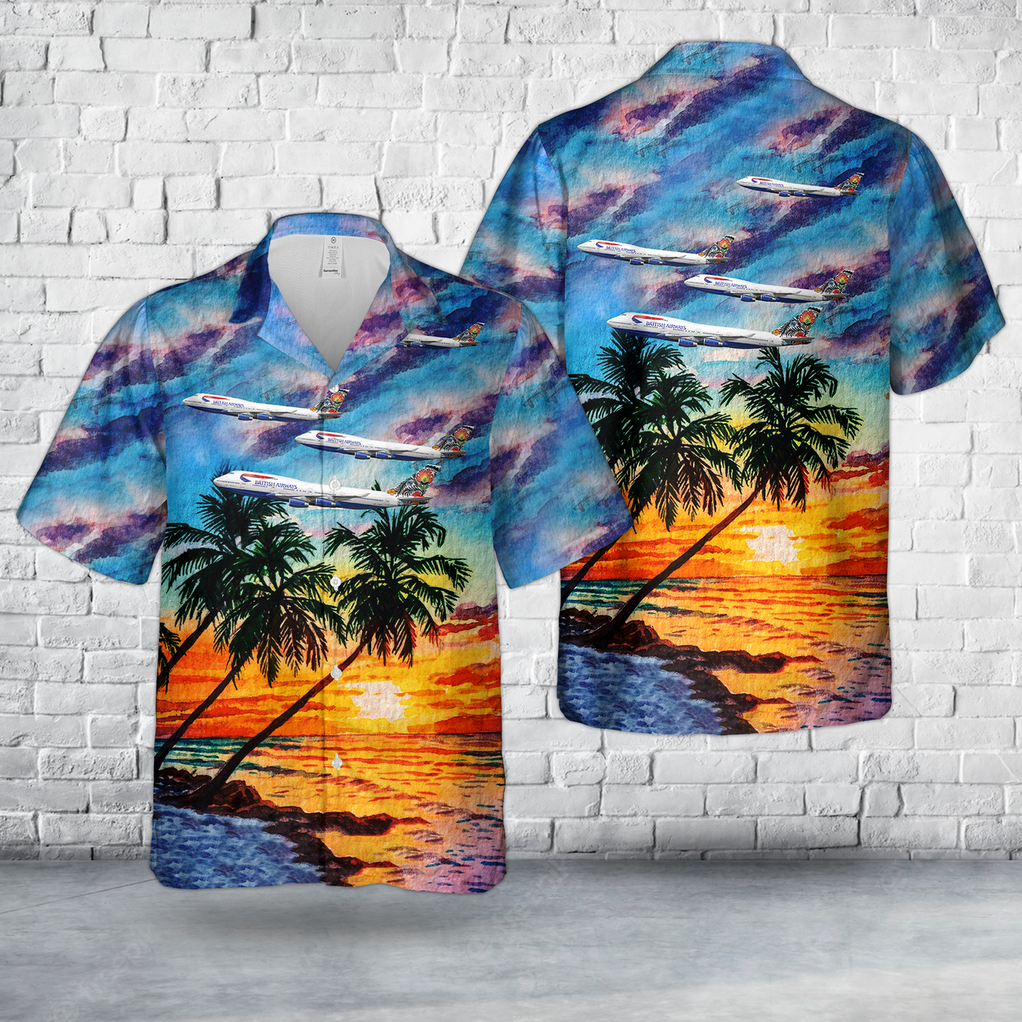 British Airways Cockerel of Lowicz Boeing 747-436 G-BNLT Hawaiian Shirt