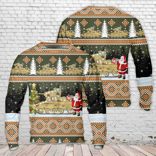 British Army M3 Stuart 'Honey' 'Connecticut IV' 'A' Squadron, 5th Royal Tank Regiment, 7th Armoured Division Christmas Sweater