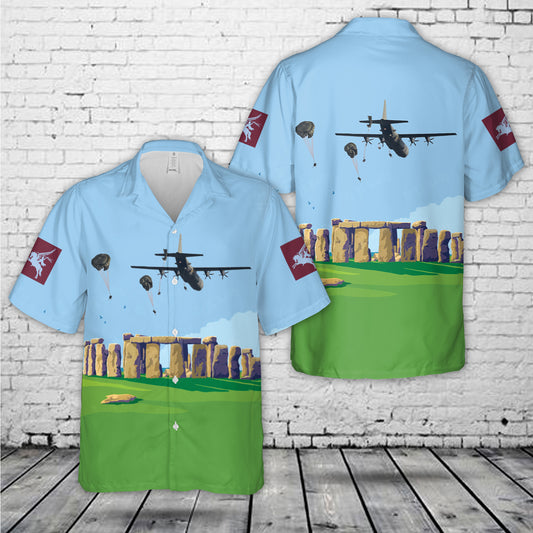 British Army Paratroopers from 16 Air Assault Brigade jump from a Royal Air Force C-130 Hercules Hawaiian Shirt