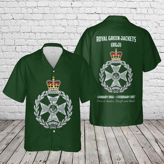 British Army Royal Green Jackets (RGJ) Hawaiian Shirt
