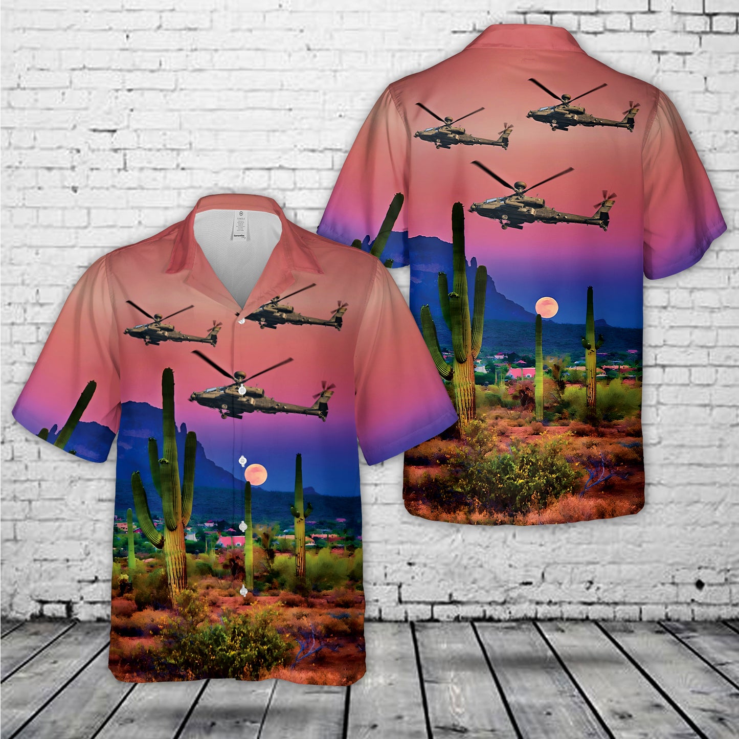 British Army Westland WAH-64D Apache Helicopter ZJ228 Hawaiian Shirt