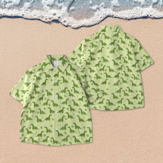 Brontosaurus Seamless Cute AOP Youth Button Down Shirt