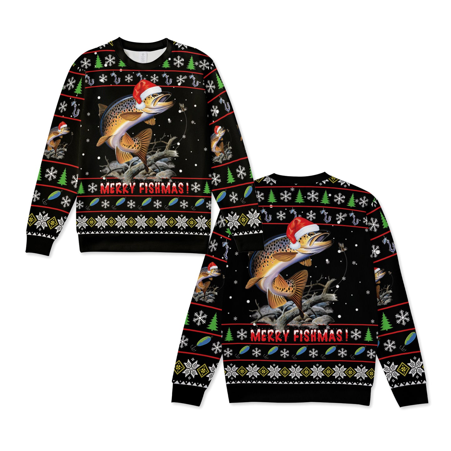 Brown Trout Fishing Christmas Knitted Sweater