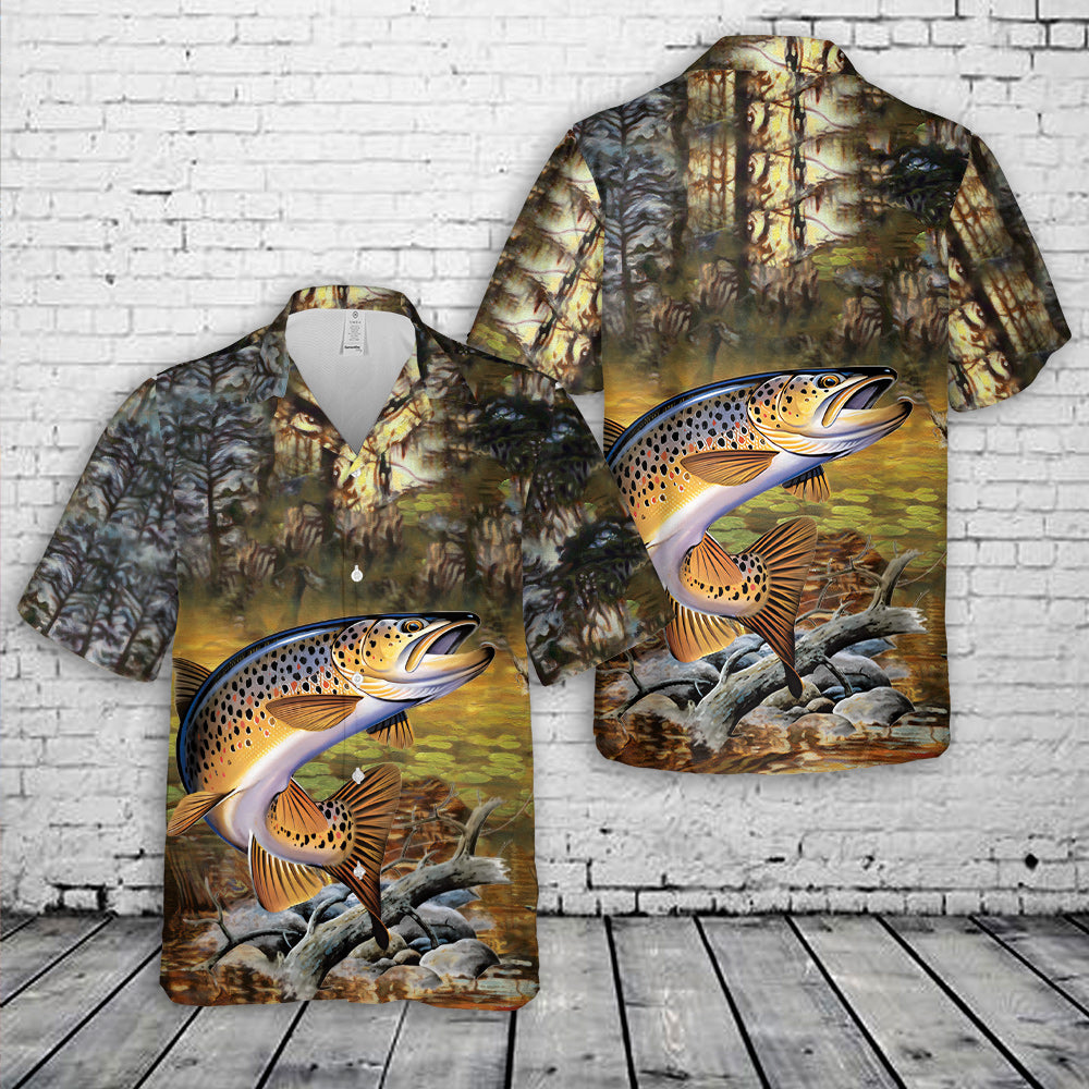 Brown Trout Fishing Hawaiian Shirt
