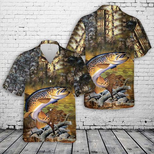 Brown Trout Fishing Hawaiian Shirt