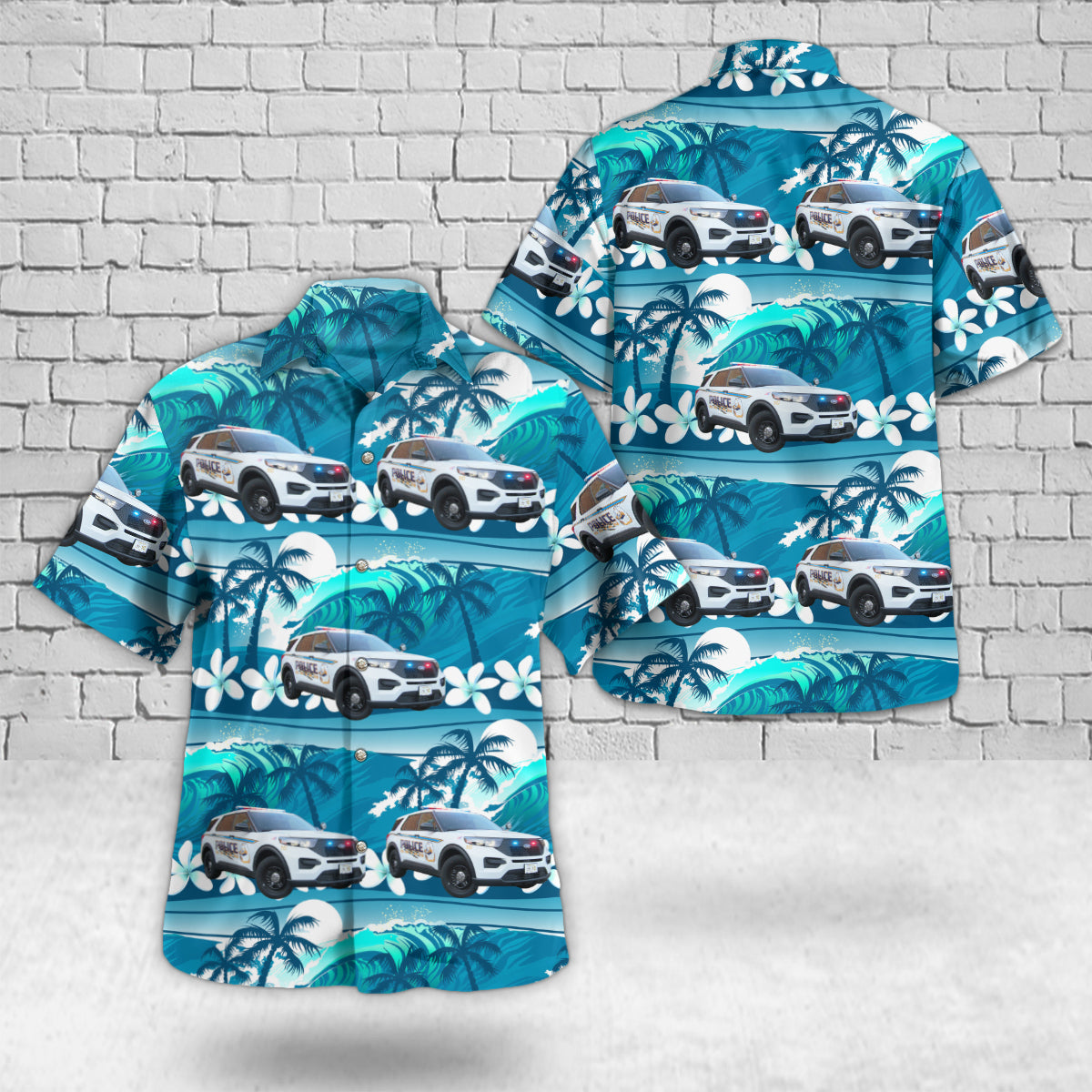Bryan,Ohio Police Department 2020-21 Ford Police Interceptor Utility Hawaiian Shirt
