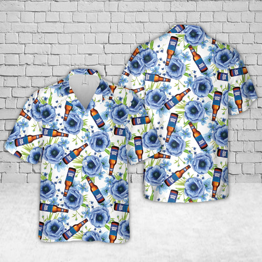 Bud Light Bottle Floral Hawaiian Shirt