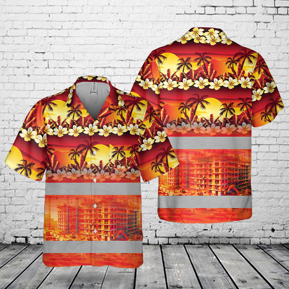 Building Construction Tropical Pocket Hawaiian Shirt