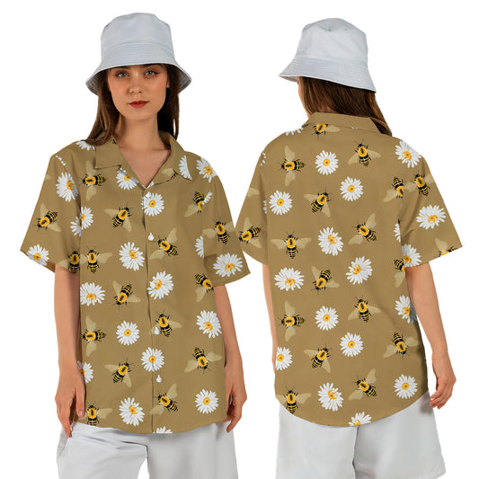 Bumble Bees Meadow Hawaiian Shirt For Women