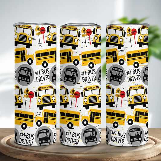 Bus Driver School Skinny Tumbler Stainless Steel with Lids 20OZ