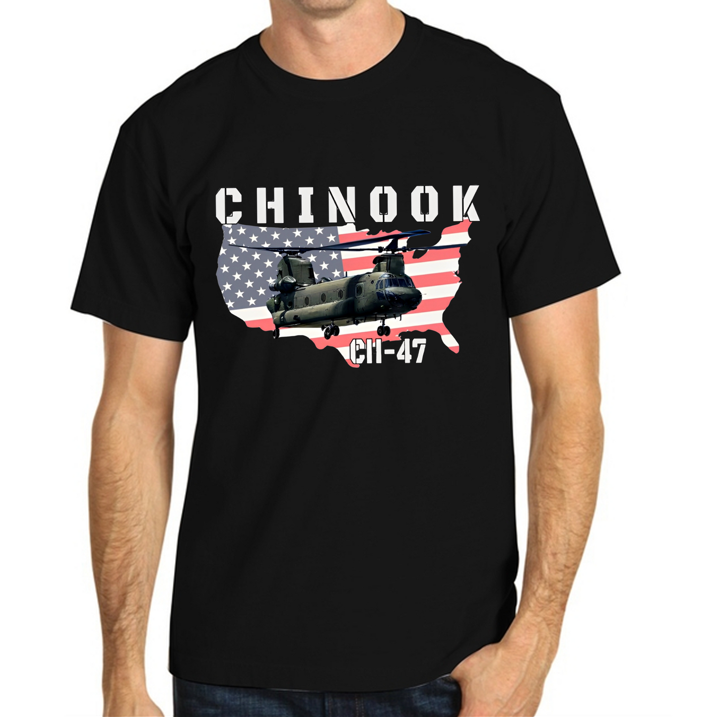 CH-47 Chinook Helicopter Military Aircraft Aviation Classic Unisex T-Shirt Gildan 5000 (Made In US)