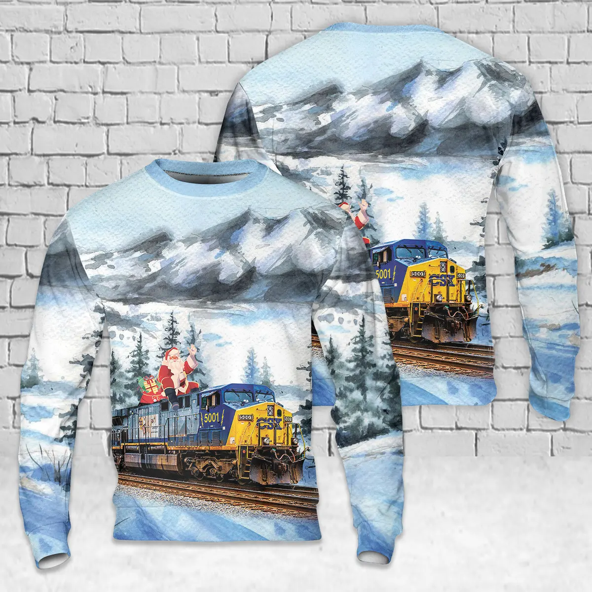 CSX Transportation GE AC6000CW Locomotive AOP Christmas Sweater
