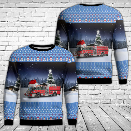 Caledonia, Michigan, Dutton Fire Department Christmas AOP Sweater