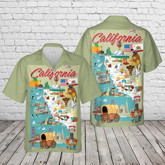 California Map Hawaiian Shirt