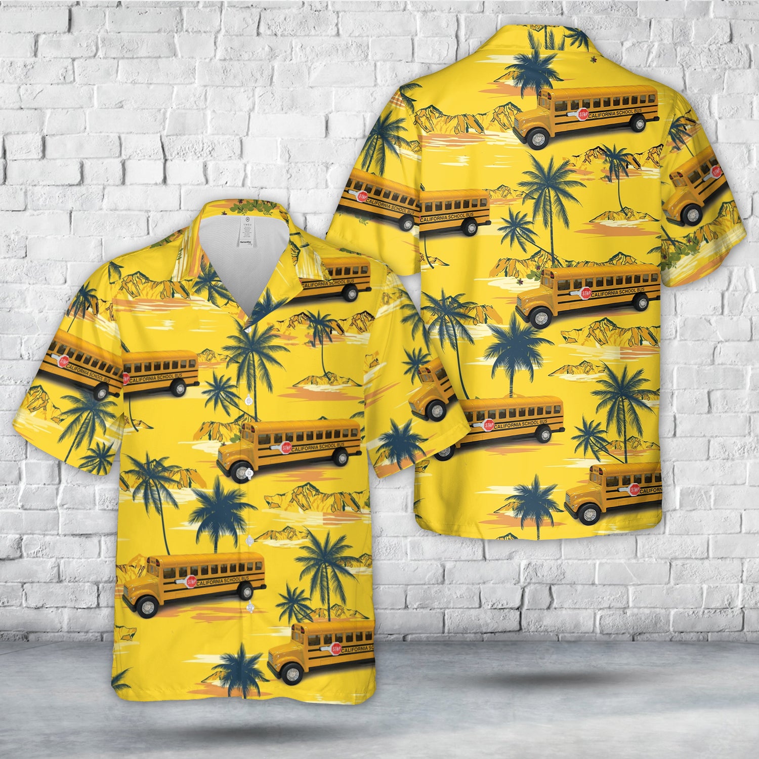 California School Bus Hawaiian Shirt