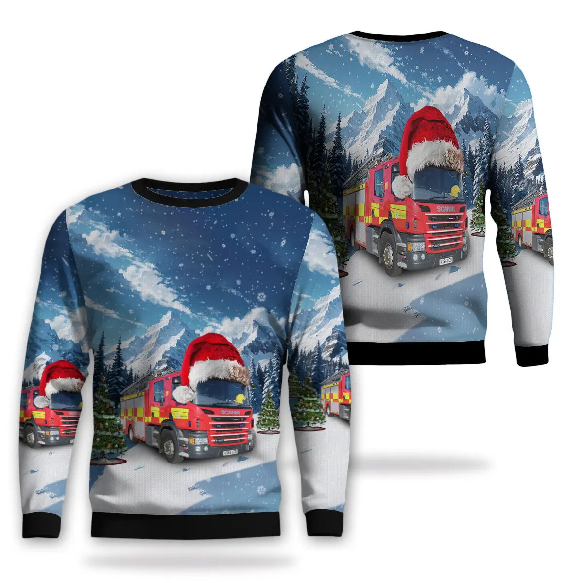 Cambridgeshire Fire & Rescue Service 2016 Scania P280 Fire Engine AOP Christmas Sweater